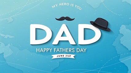 Happy father's day greeting card with mustache and hat design