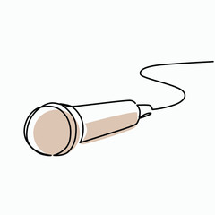 Microphone on the Floor one line drawing. Microphone on the Floor single line illustration. Microphone on the Floor minimalist line art. Microphone on the Floor vector art