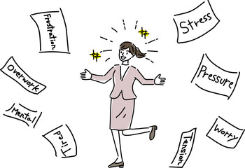 仕事や家事から解放された女性シンプル線画