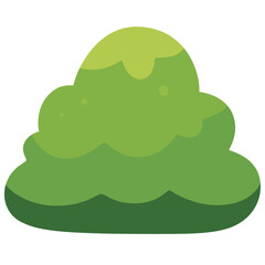 Simple Green Bush Cartoon Illustration - Basic Garden Shrub Clip Art