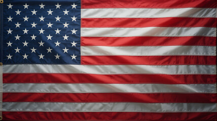 Naklejka premium Close up view of the american flag waving in the wind