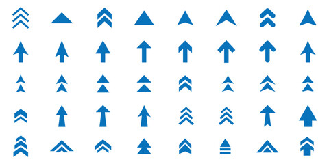 Collection of swipe up arrow icon set. blue arrow icon set with directional concepts. swipe up icons in diffrent styles, vector illustration.