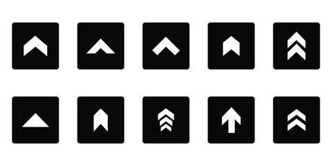 Set swipe up arrows icons. Different black arrows sign upwards. Scroll or swipe up. Graphic vector elements for web. Swipe icon set. Swipe up arrow icons. Arrow buttons for social media.