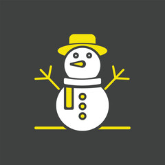 Icon of a snowman wearing a hat and scarf, representing winter and holidays