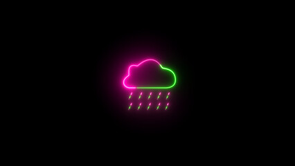 Neon Rain cloud icon. Minimalist rain cloud line art design.
