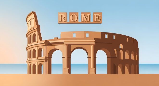 Colosseum Rome Illustration: Ancient Landmark Vector Art