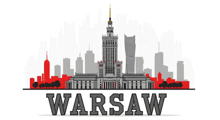 Warsaw Cityscape: Palace of Culture and Science, Poland