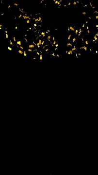 Golden confetti explosion from sides,black background,green screen,alpha channel pack 4K