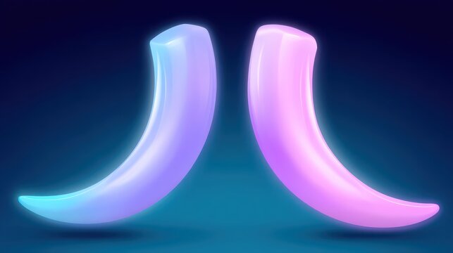 Neon Curved Shapes with Glossy Finish in Vibrant Colors