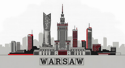 Warsaw Skyline Illustration