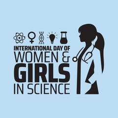 Fototapeta premium International Day of Women and Girls in Science february 11 vector illustration logo symbol background icon design