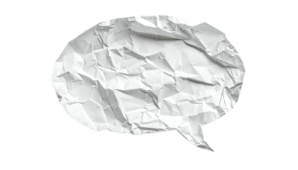 Crumpled paper forms a speech bubble