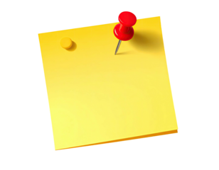 Yellow note with red pushpin