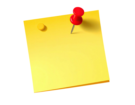 Yellow note with red pushpin