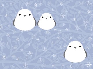 シマエナガのシームレスパターン　A-2