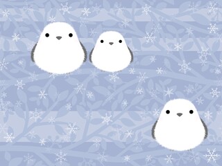 シマエナガのシームレスパターン　B-2