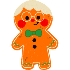 gingerbread man isolated on white with eyeglass cute illustration