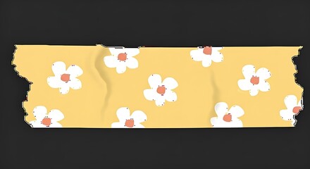 Decorative washi tape with small white flowers on yellow background