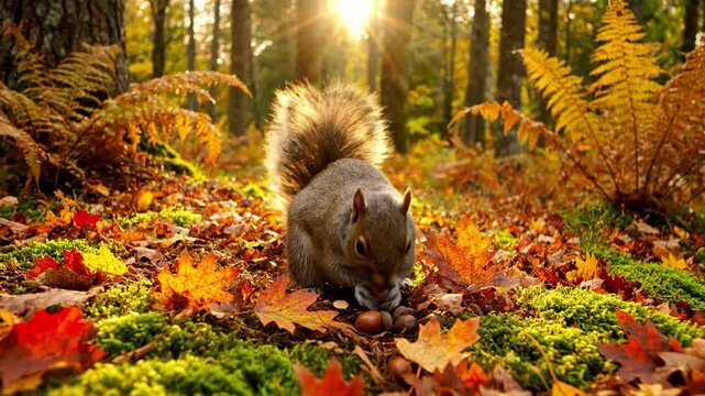 Dynamic tracking shot of a squirrel rapidly ascending a rough tree trunk, showcasing its incredible agility and powerful grip as it climbs effortlessly.