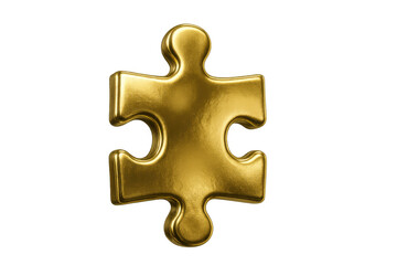 Obraz premium Gold puzzle piece representing solution, connection, success, and strategy on transparent background