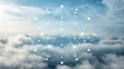 Beautiful representation of web3 technology showcases decentralized applications connecting seamlessly in cloud filled sky