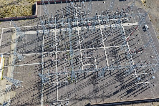 Aerial view of a 400kv electrical substation