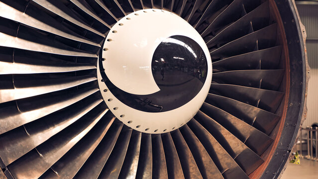 View of an aircraft turbine after receiving predictive maintenance