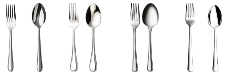 Assorted Silverware Arrangement of Forks, Spoons, and Knives, Isolated on Transparent Background