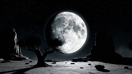 Illustrating the cyclical beauty of lunar phases, from new moon to full moon, showcasing its transformative presence and impact in the night sky. time lapse, animation, graphic representation