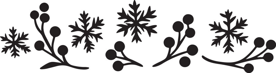 Black and white plant and grass silhouettes vector illustration