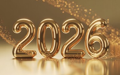 Golden 2026 concept of upcoming happy new year with abstract background