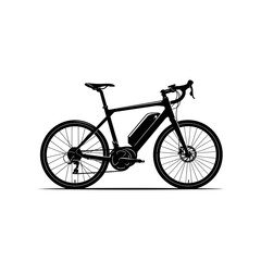 Obraz premium Modern Black Silhouette of Electric Road Bike Dropped Handlebars and Battery Technology