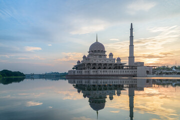 Awesome view of the Putra Mosque at sunrise, Putrajaya, Malaysia