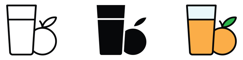 Fresh fruit juice in glass icon vector. refreshing, wellness symbol. vector illustration.
