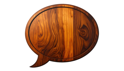 Woodgrain speech bubble with round shape