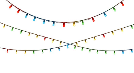 Colorful Christmas Lights Strands isolated on transparent background