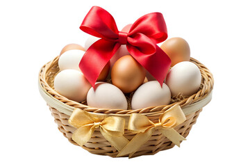 Farm fresh eggs arranged in decorative gift basket with natural aesthetic
