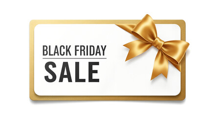Premium Black Friday sale announcement with stylish gold bow for holiday shopping deals