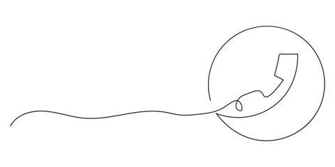 Continuous One Line Drawing of handset cell icon vector. vintage telephone, hotline symbol. vector illustration.