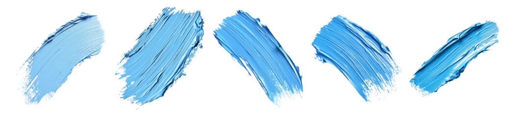 Abstract Blue Brush Strokes for Artistic Backgrounds and Designs, Isolated on Transparent, white background