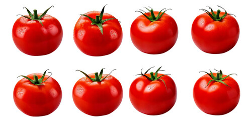 Fresh Red Tomatoes Arranged in a Symmetrical Pattern on Black Background, Isolated on Transparent, white background