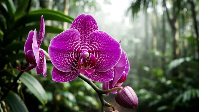 Dynamic time lapse sequence illustrating the subtle opening of an orchid bud into a full bloom, revealing the intricate process of florogenesis. Life cycle and transformative beauty of flora
