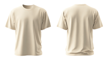Cream tee, front/back view, loose fit, short sleeves