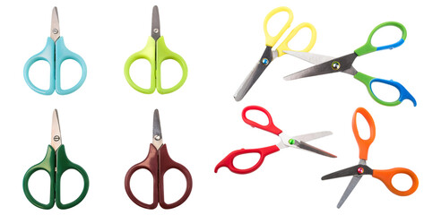 Colorful Collection of Craft Scissors for Art and Office Use, isolated on transparent background
