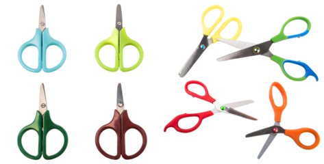 Colorful Collection of Craft Scissors for Art and Office Use, isolated on transparent background