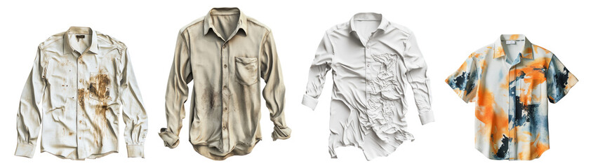Variety of Men's Shirts with Different Textures and Styles for Displays, Isolated on Transparent Background