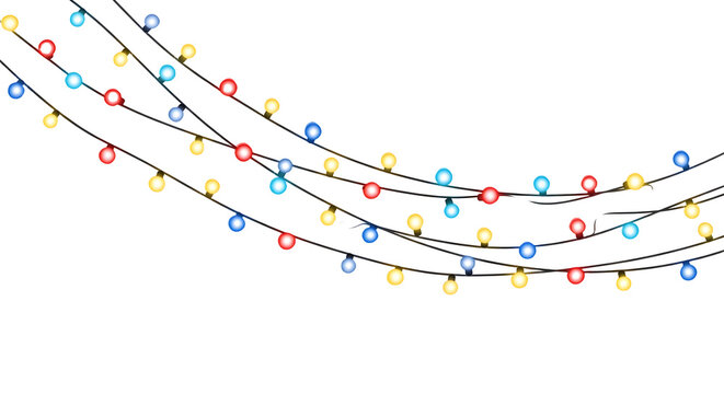 Colorful string lights isolated on transparent background - Powered by Adobe