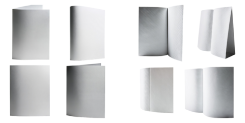 Blank Brochure Mockup Displaying Various Folded Styles and Designs, Isolated on Transparent Background