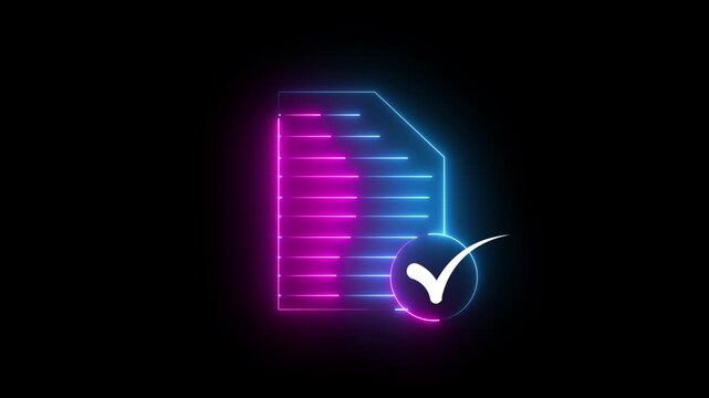 Glowing neon line case study icon animation.