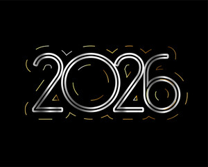 Obraz premium 2026 silver lettering new year background with text space